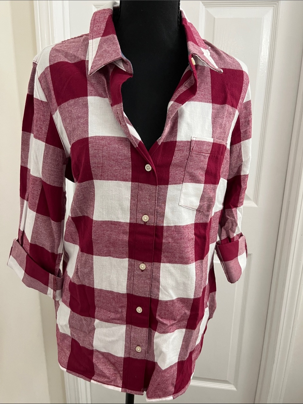 Tommy Hilfiger Red and White Plaid Shirt
